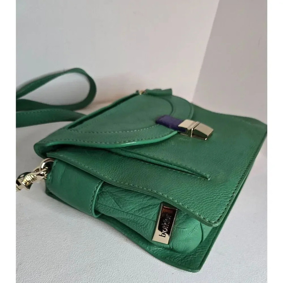 Botkier Leon Square Satchel Crossbody Leather Handbag Purse Green Blue Tab - Picture 5 of 13